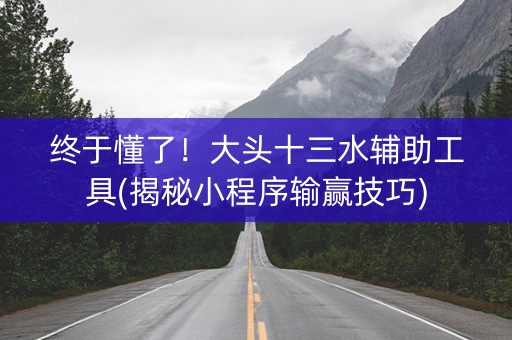 终于懂了！大头十三水辅助工具(揭秘小程序输赢技巧)