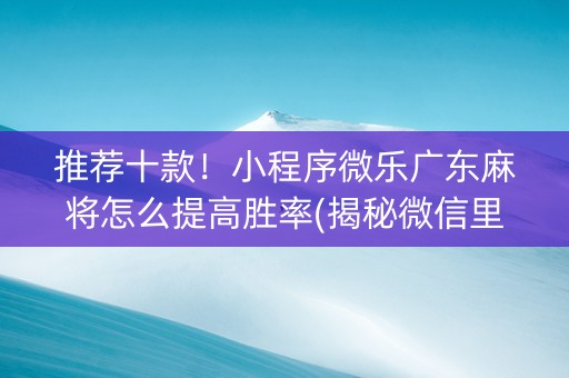 推荐十款！小程序微乐广东麻将怎么提高胜率(揭秘微信里自建房怎么赢)