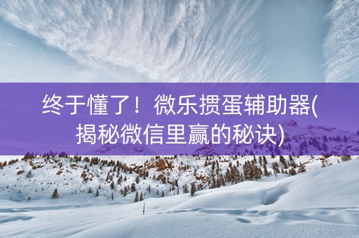 终于懂了！微乐掼蛋辅助器(揭秘微信里赢的秘诀)