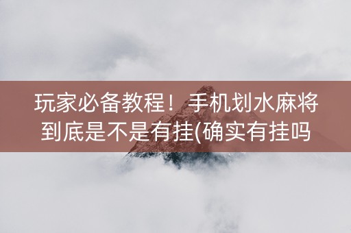 玩家必备教程！手机划水麻将到底是不是有挂(确实有挂吗)