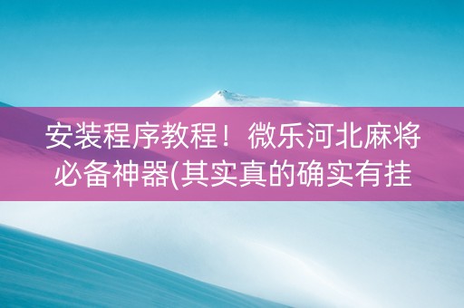 安装程序教程！微乐河北麻将必备神器(其实真的确实有挂)