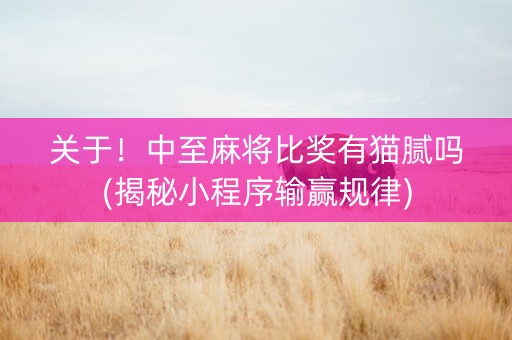 关于！中至麻将比奖有猫腻吗(揭秘小程序输赢规律)