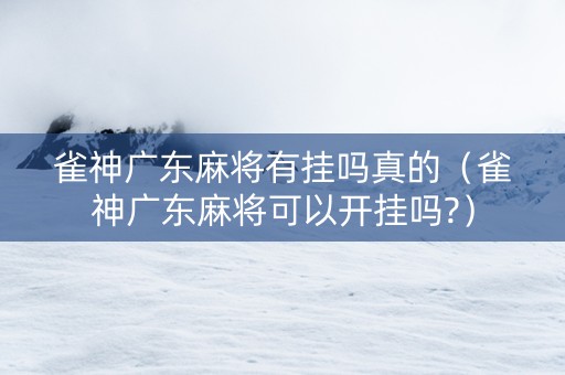 雀神广东麻将有挂吗真的（雀神广东麻将可以开挂吗?）
