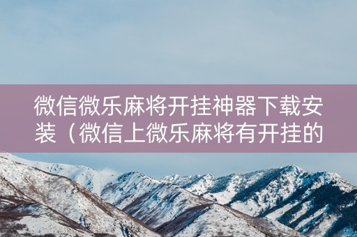 微信微乐麻将开挂神器下载安装（微信上微乐麻将有开挂的吗）