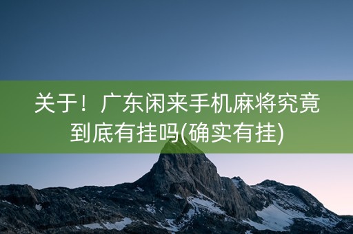 关于！广东闲来手机麻将究竟到底有挂吗(确实有挂)