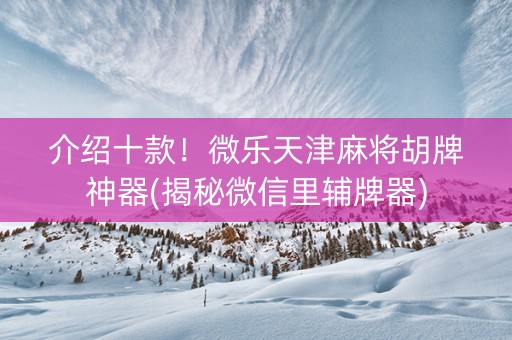 介绍十款！微乐天津麻将胡牌神器(揭秘微信里辅牌器)