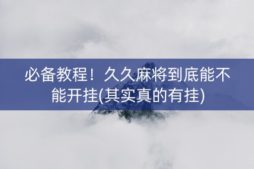 必备教程！久久麻将到底能不能开挂(其实真的有挂)