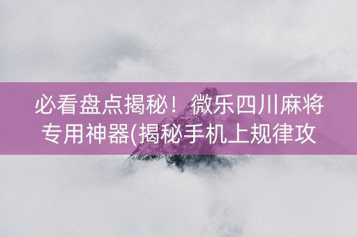 必看盘点揭秘！微乐四川麻将专用神器(揭秘手机上规律攻略)