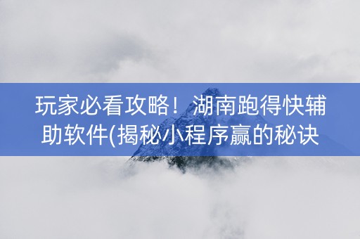 玩家必看攻略！湖南跑得快辅助软件(揭秘小程序赢的秘诀)