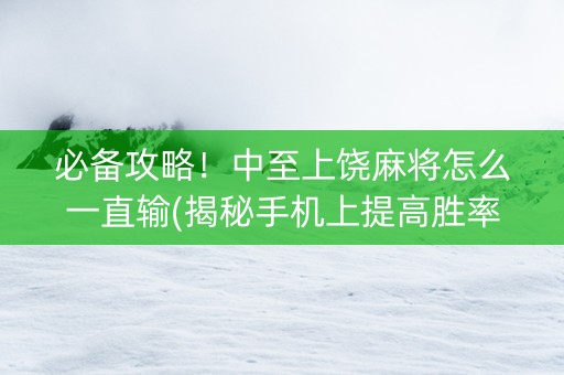 必备攻略！中至上饶麻将怎么一直输(揭秘手机上提高胜率)