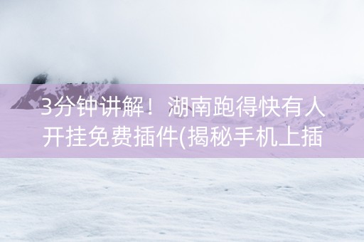 3分钟讲解！湖南跑得快有人开挂免费插件(揭秘手机上插件免费)