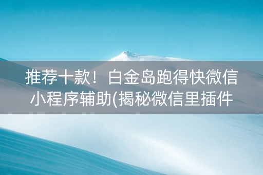 推荐十款！白金岛跑得快微信小程序辅助(揭秘微信里插件下载)
