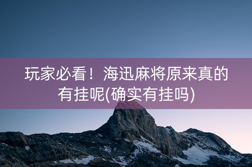 玩家必看！海迅麻将原来真的有挂呢(确实有挂吗)