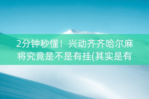2分钟秒懂！兴动齐齐哈尔麻将究竟是不是有挂(其实是有挂的)