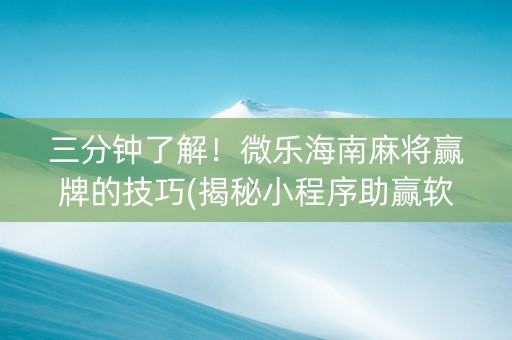 三分钟了解！微乐海南麻将赢牌的技巧(揭秘小程序助赢软件)