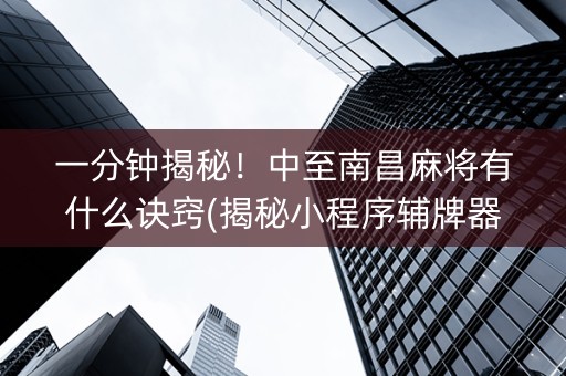 一分钟揭秘！中至南昌麻将有什么诀窍(揭秘小程序辅牌器)