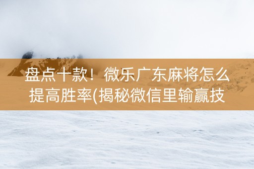 盘点十款！微乐广东麻将怎么提高胜率(揭秘微信里输赢技巧)
