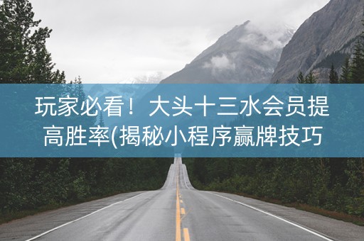 玩家必看！大头十三水会员提高胜率(揭秘小程序赢牌技巧)