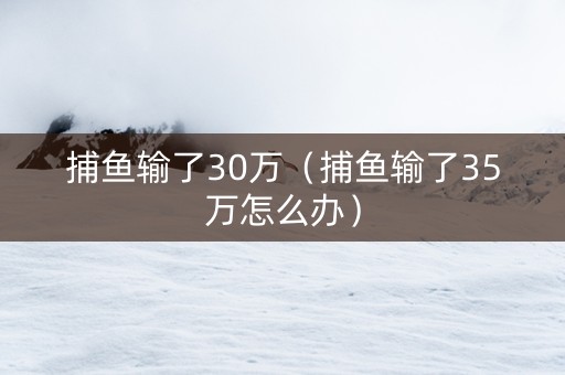 捕鱼输了30万（捕鱼输了35万怎么办）