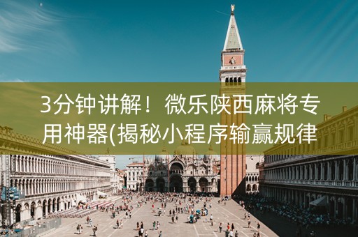 3分钟讲解！微乐陕西麻将专用神器(揭秘小程序输赢规律)