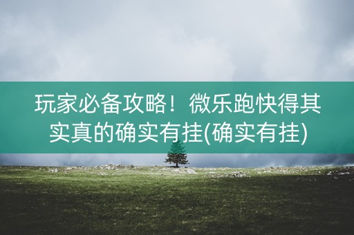 玩家必备攻略！微乐跑快得其实真的确实有挂(确实有挂)