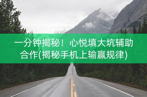 一分钟揭秘！心悦填大坑辅助合作(揭秘手机上输赢规律)