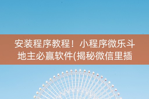 安装程序教程！小程序微乐斗地主必赢软件(揭秘微信里插件免费)
