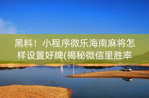 黑料！小程序微乐海南麻将怎样设置好牌(揭秘微信里胜率到哪调)