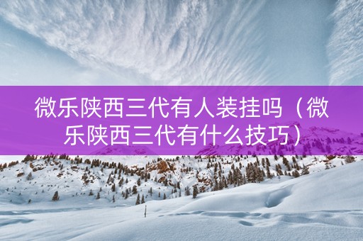 微乐陕西三代有人装挂吗（微乐陕西三代有什么技巧）