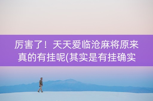 厉害了！天天爱临沧麻将原来真的有挂呢(其实是有挂确实有挂)