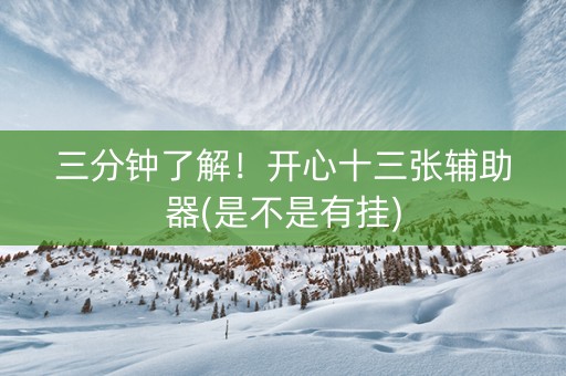 三分钟了解！开心十三张辅助器(是不是有挂)