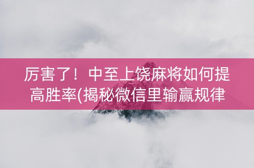 厉害了！中至上饶麻将如何提高胜率(揭秘微信里输赢规律)