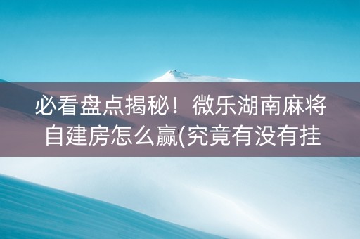 必看盘点揭秘！微乐湖南麻将自建房怎么赢(究竟有没有挂)