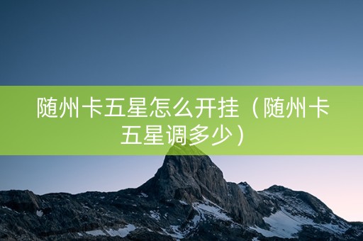 随州卡五星怎么开挂（随州卡五星调多少）
