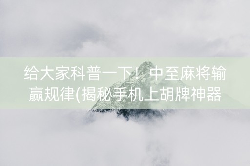 给大家科普一下！中至麻将输赢规律(揭秘手机上胡牌神器)