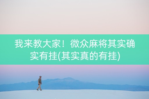 我来教大家！微众麻将其实确实有挂(其实真的有挂)