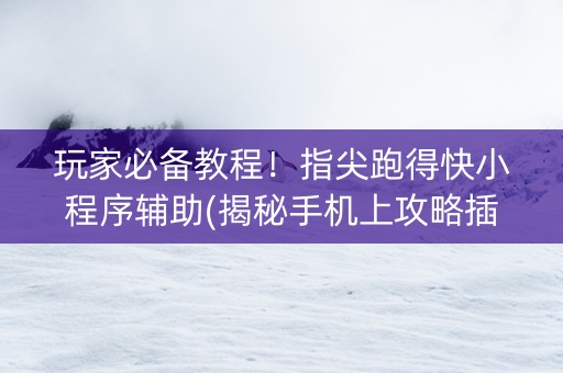 玩家必备教程！指尖跑得快小程序辅助(揭秘手机上攻略插件)