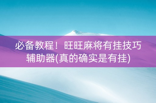 必备教程！旺旺麻将有挂技巧辅助器(真的确实是有挂)