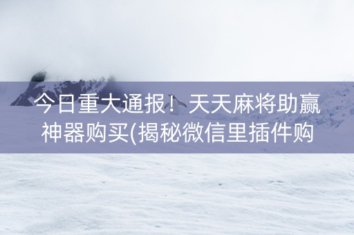 今日重大通报！天天麻将助赢神器购买(揭秘微信里插件购买)