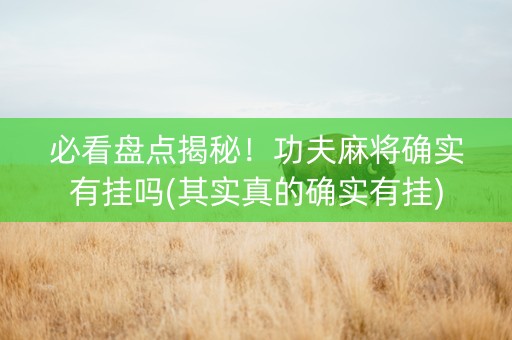 必看盘点揭秘！功夫麻将确实有挂吗(其实真的确实有挂)
