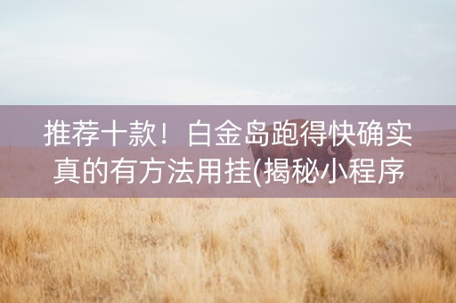 推荐十款！白金岛跑得快确实真的有方法用挂(揭秘小程序助赢软件)