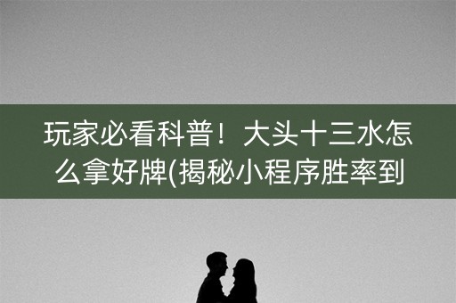 玩家必看科普！大头十三水怎么拿好牌(揭秘小程序胜率到哪调)