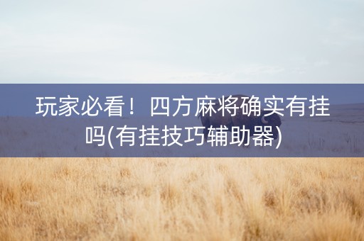 玩家必看！四方麻将确实有挂吗(有挂技巧辅助器)