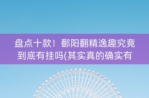 盘点十款！鄱阳翻精逸趣究竟到底有挂吗(其实真的确实有挂)