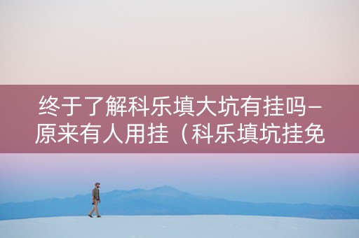 终于了解科乐填大坑有挂吗—原来有人用挂（科乐填坑挂免费下载）