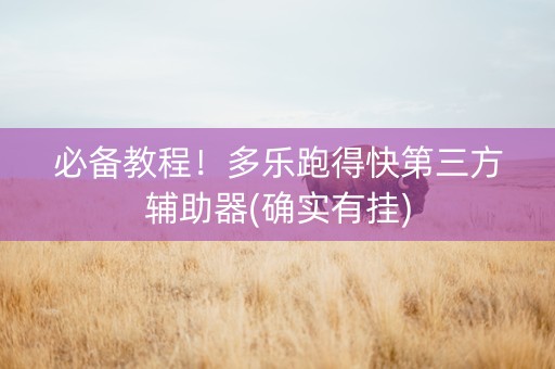 必备教程！多乐跑得快第三方辅助器(确实有挂)