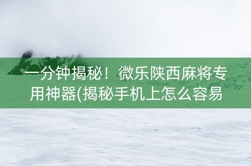 一分钟揭秘！微乐陕西麻将专用神器(揭秘手机上怎么容易赢)