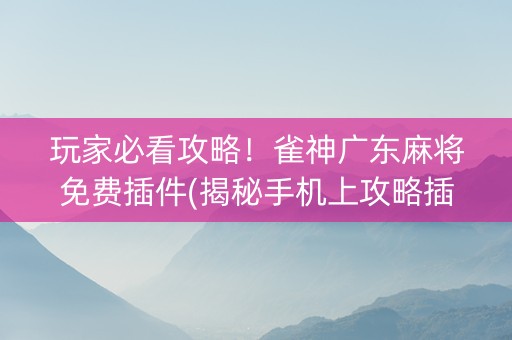玩家必看攻略！雀神广东麻将免费插件(揭秘手机上攻略插件)