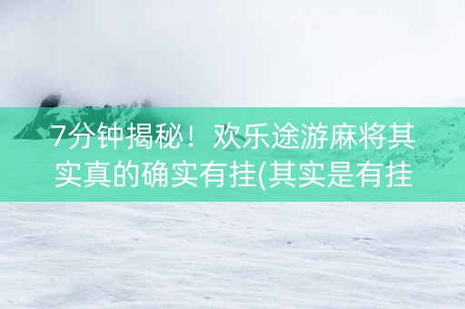 7分钟揭秘！欢乐途游麻将其实真的确实有挂(其实是有挂确实有挂)
