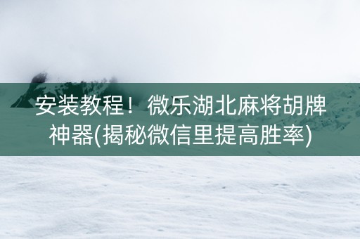 安装教程！微乐湖北麻将胡牌神器(揭秘微信里提高胜率)